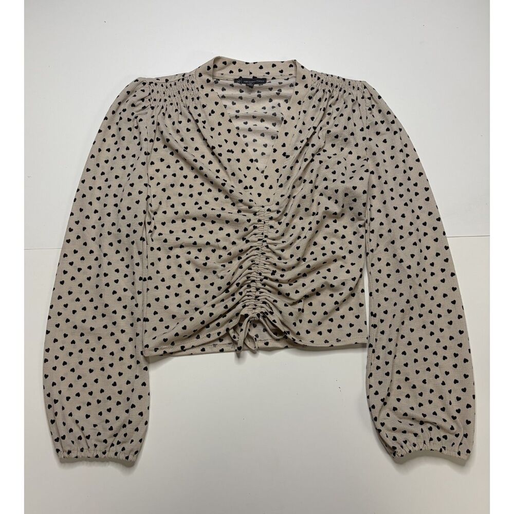 Adrianna Papell Heart Polka Dots Blouse Women's XS.